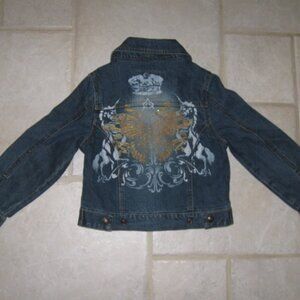 SQUEEZE GIRL'S SZ 5 DENIM JEAN JACKET W/ REMOVABLE FAUX FUR COLLAR  QUILTED VEST